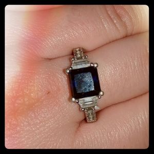 Navy Blue Silver Ring